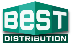 Best distribution logo with white tagline
